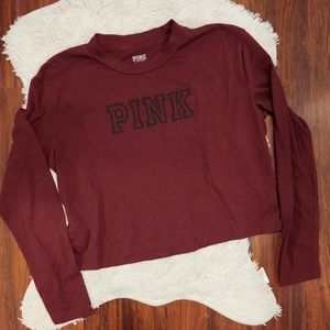 PINK Victoria's Secret Maroon Long Sleeve T-shirt